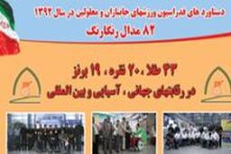 کسب ۴۳ نشان طلا، ۲۰ نقره و ۱۹ برنز توسط ورزشکاران جانباز و معلول در سال ۹۲